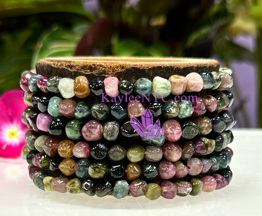 Wholesale 6 Pcs 7.5” Natural Tourmaline tumble Stretch Bracelet Crystal Healing Energy