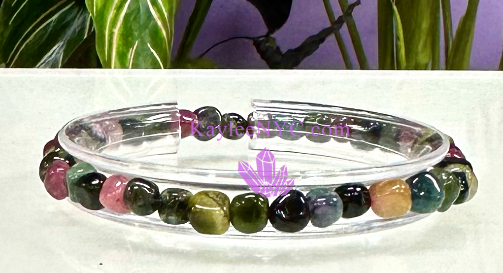 Wholesale 6 Pcs 7.5” Natural Tourmaline tumble Stretch Bracelet Crystal Healing Energy