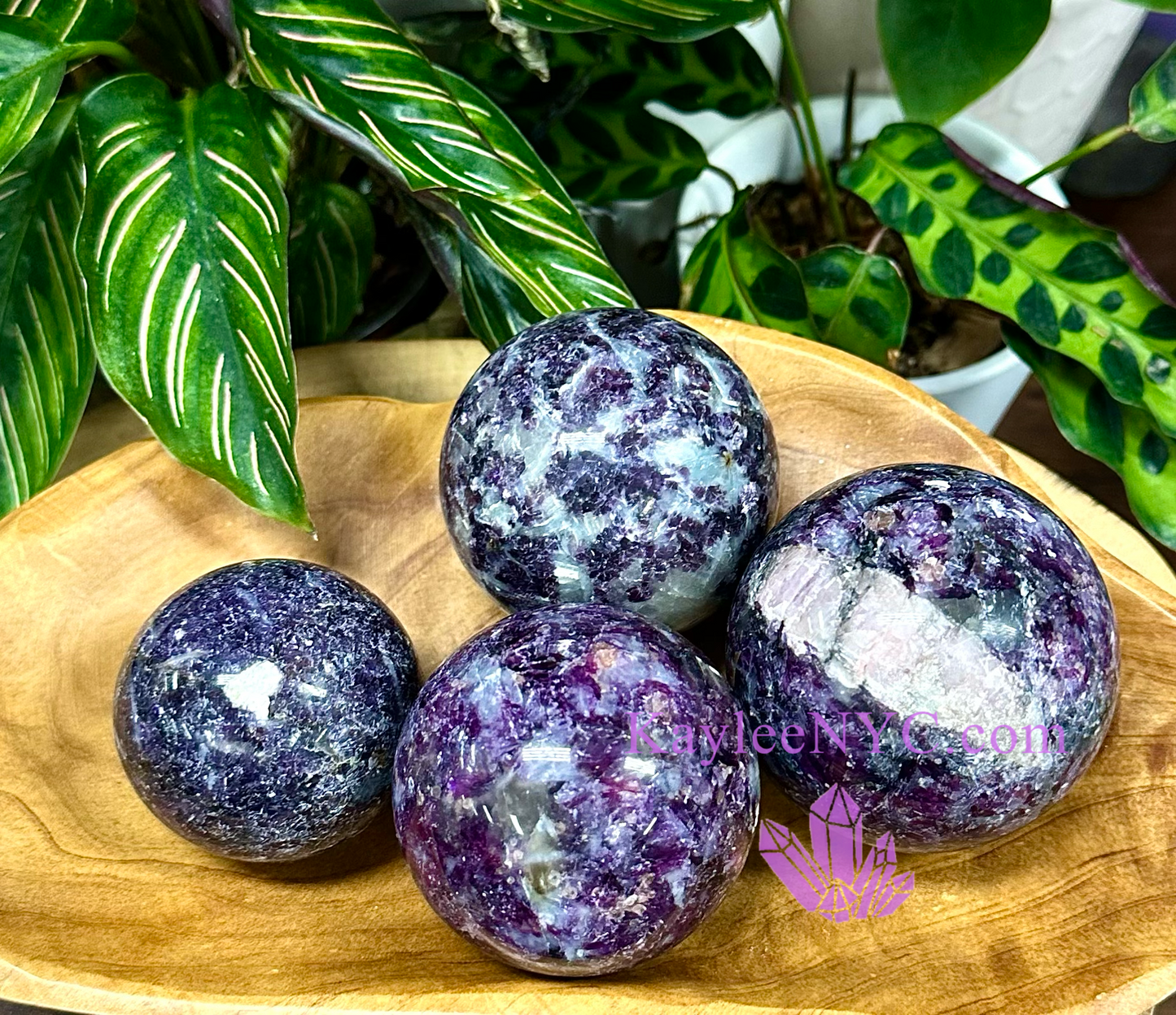 4 Pcs Natural Lepidolite Mica Spheres Crystal Ball 2.9-3 lbs