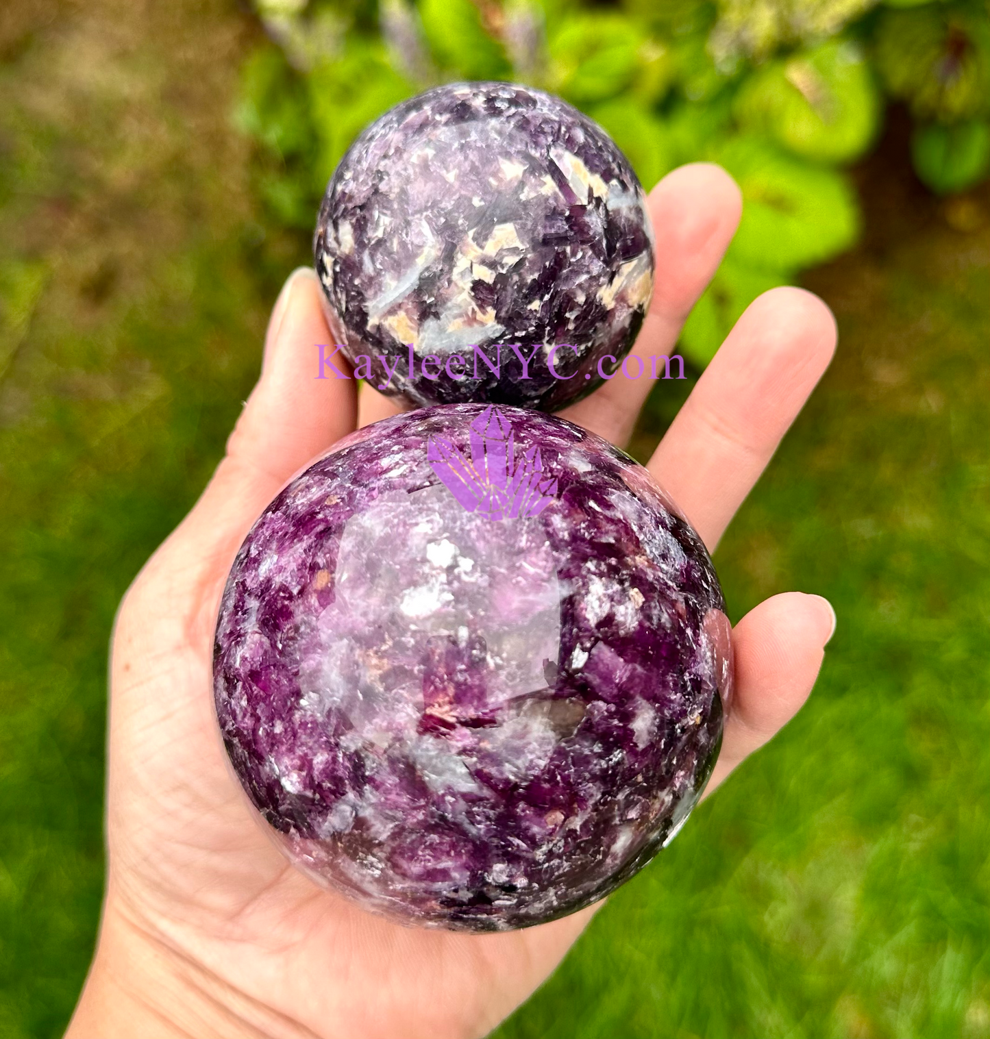 4 Pcs Natural Lepidolite Mica Spheres Crystal Ball 2.9-3 lbs