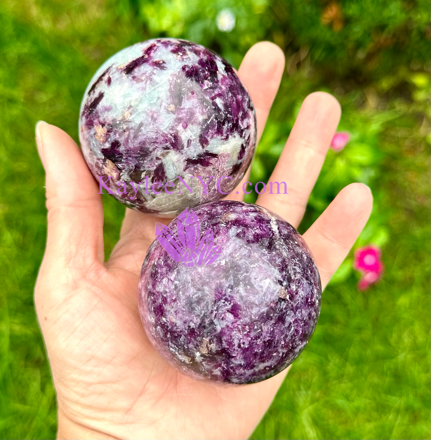 4 Pcs Natural Lepidolite Mica Spheres Crystal Ball 2.9-3 lbs