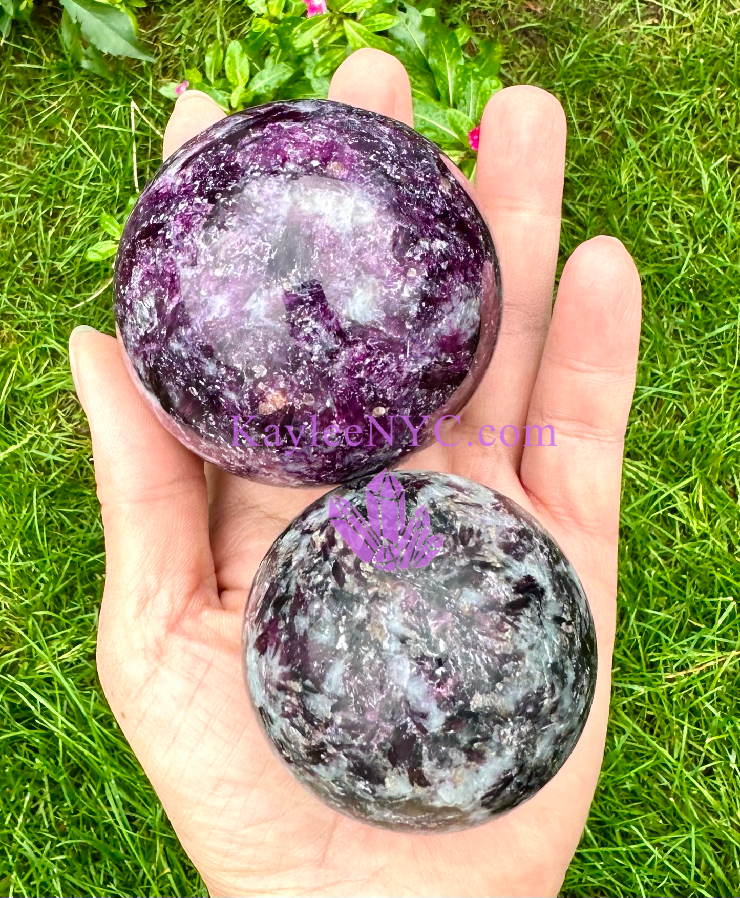 4 Pcs Natural Lepidolite Mica Spheres Crystal Ball 2.9-3 lbs