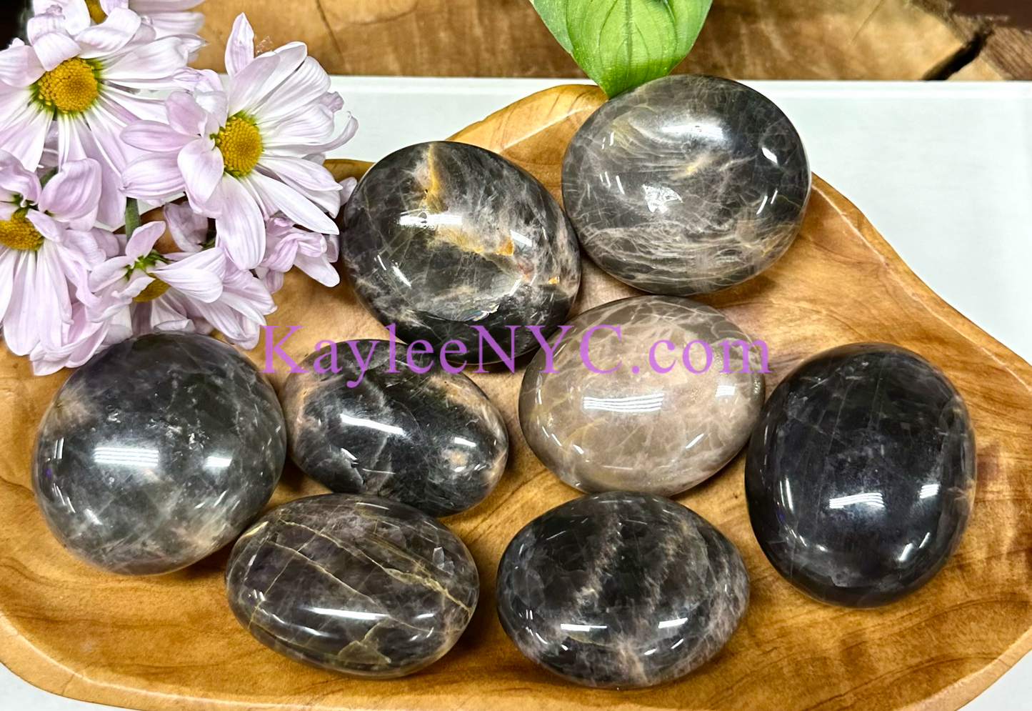 Wholesale 2 Lb Lot Natural Black Moonstone Palm Stones Crystal Natural Energy