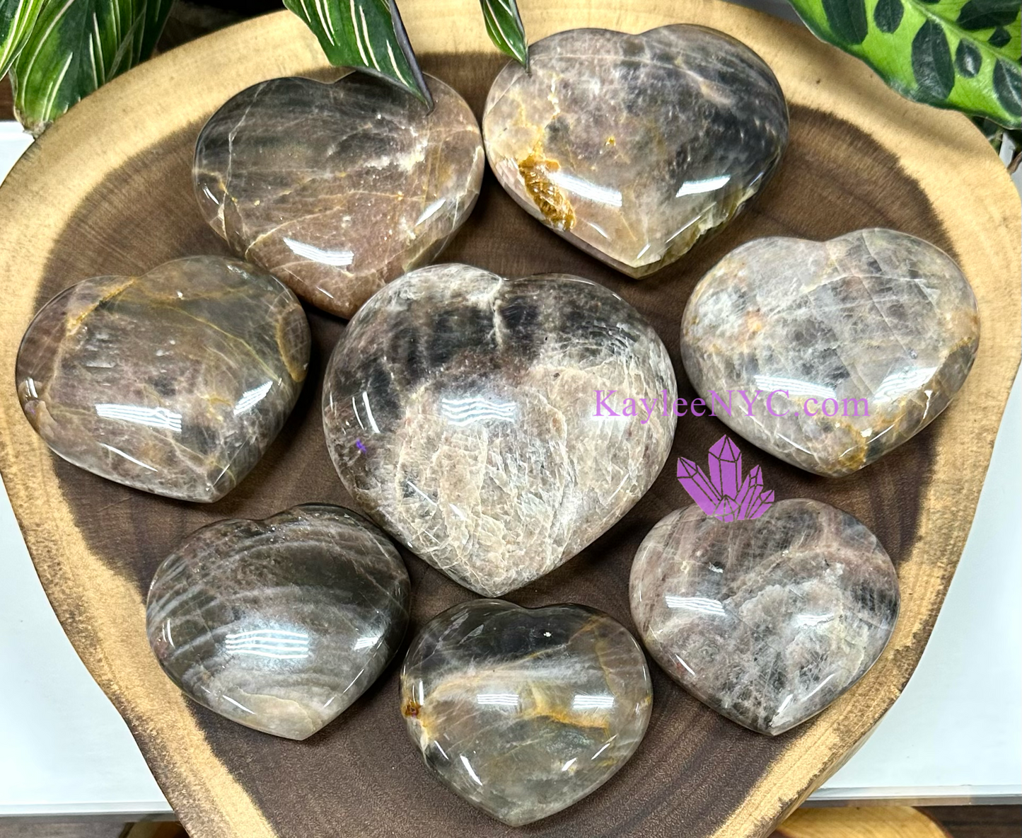 Wholesale Lot 3 lbs Natural Black Moonstone Crystal Heart Healing Energy