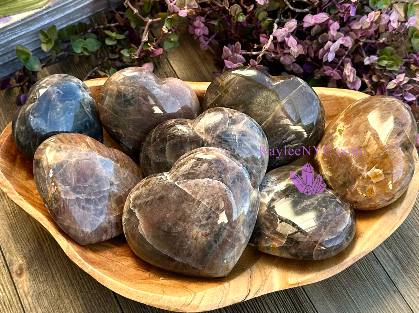 Wholesale Lot 3 lbs Natural Black Moonstone Crystal Heart Healing Energy