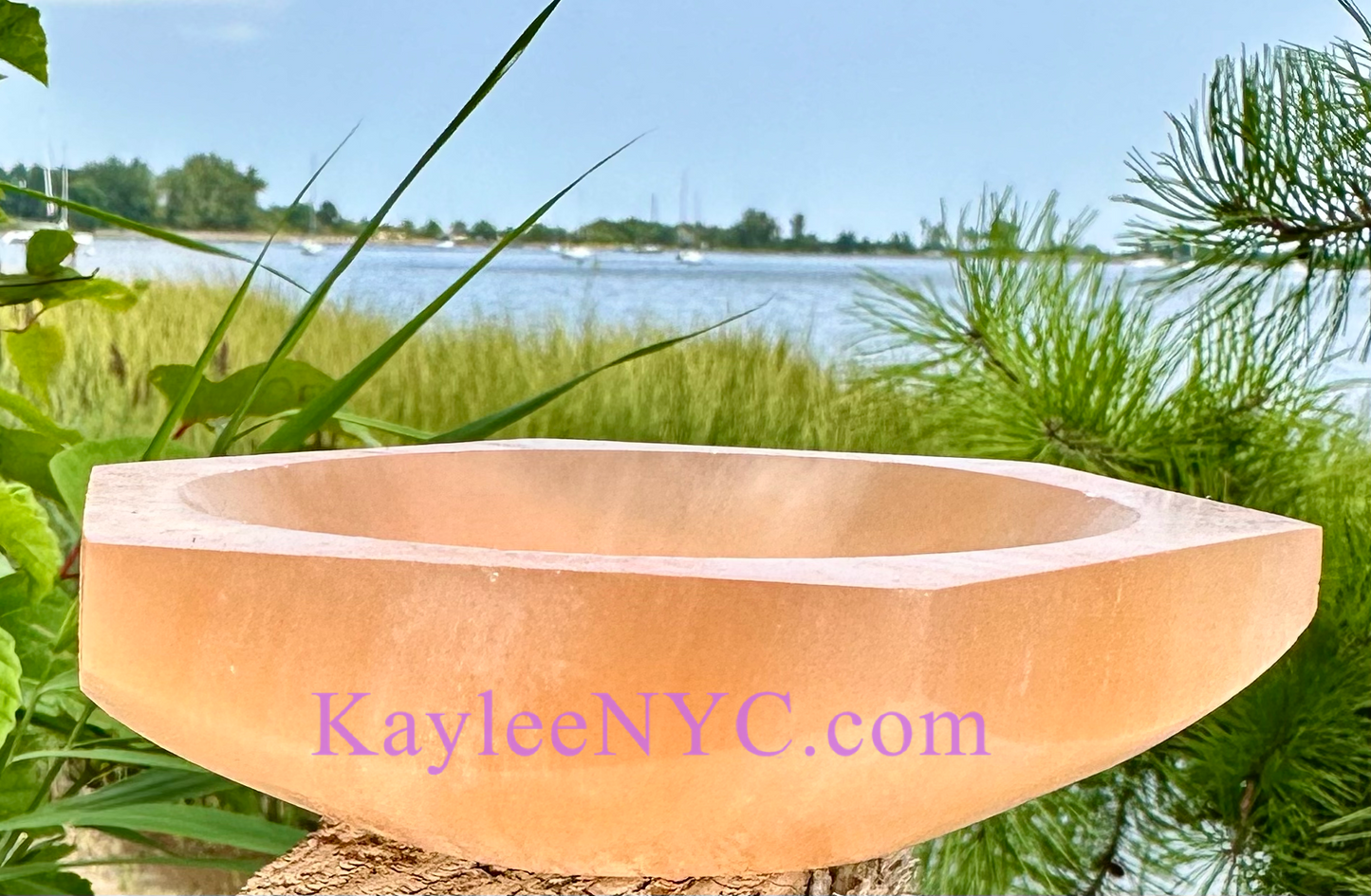 3 PCs large Natural Selenite aka Satin Spar hexagon Bowl