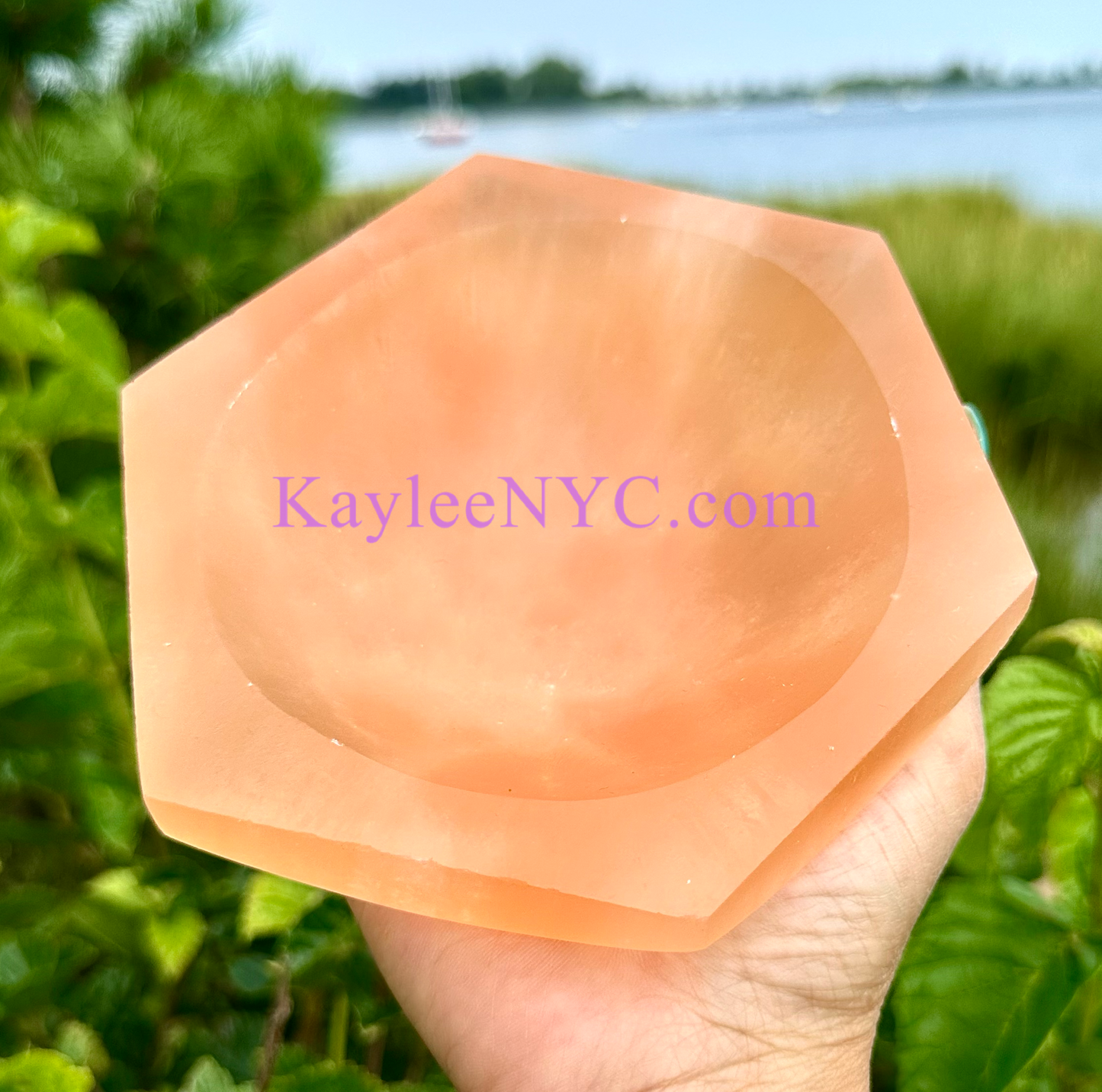 3 PCs large Natural Selenite aka Satin Spar hexagon Bowl