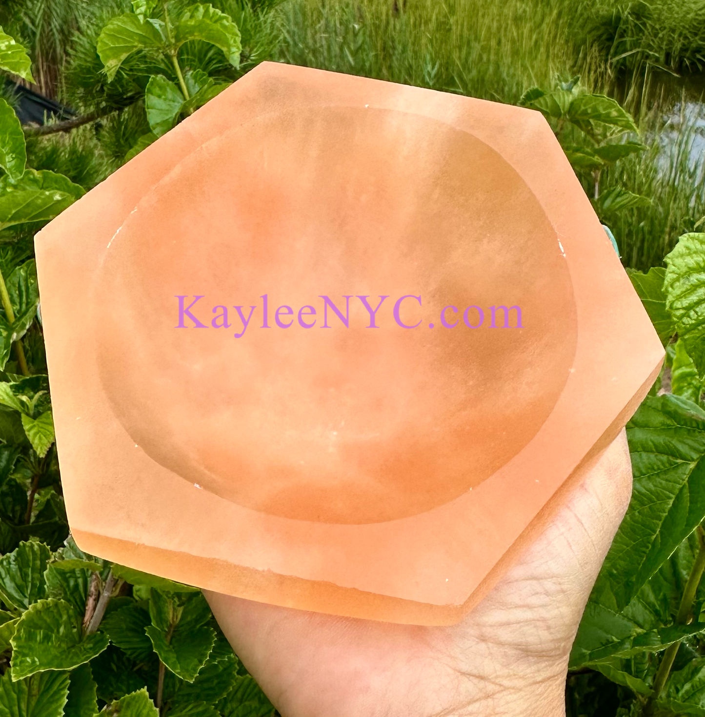 3 PCs large Natural Selenite aka Satin Spar hexagon Bowl