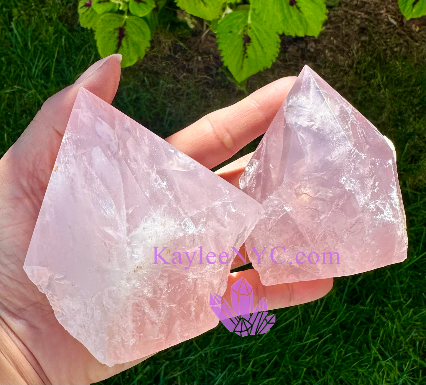 4 PCs Natural Rose Quartz Semi Polished Point crystals.