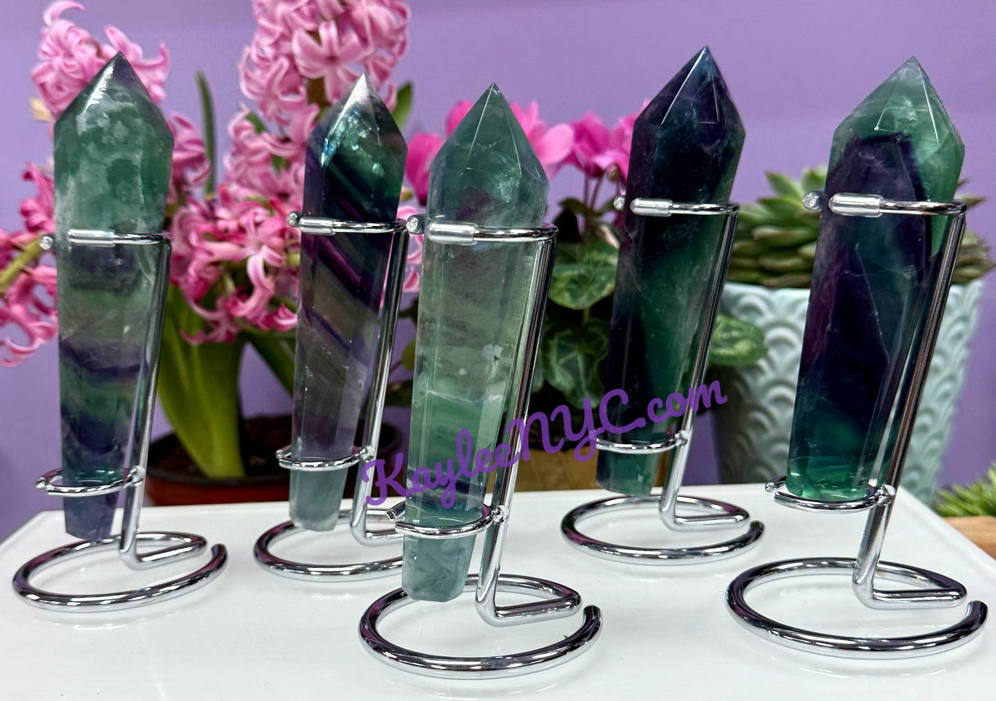 Wholesale Lot 4-5 pcs Natural Fluorite Scepter w stand Crystal Energy