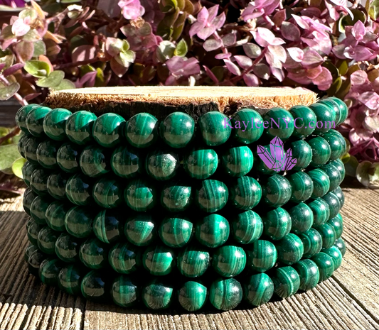 Wholesale 6 Pcs Natural Malachite 6mm 7.5” Crystal Healing Stretch Bracelet