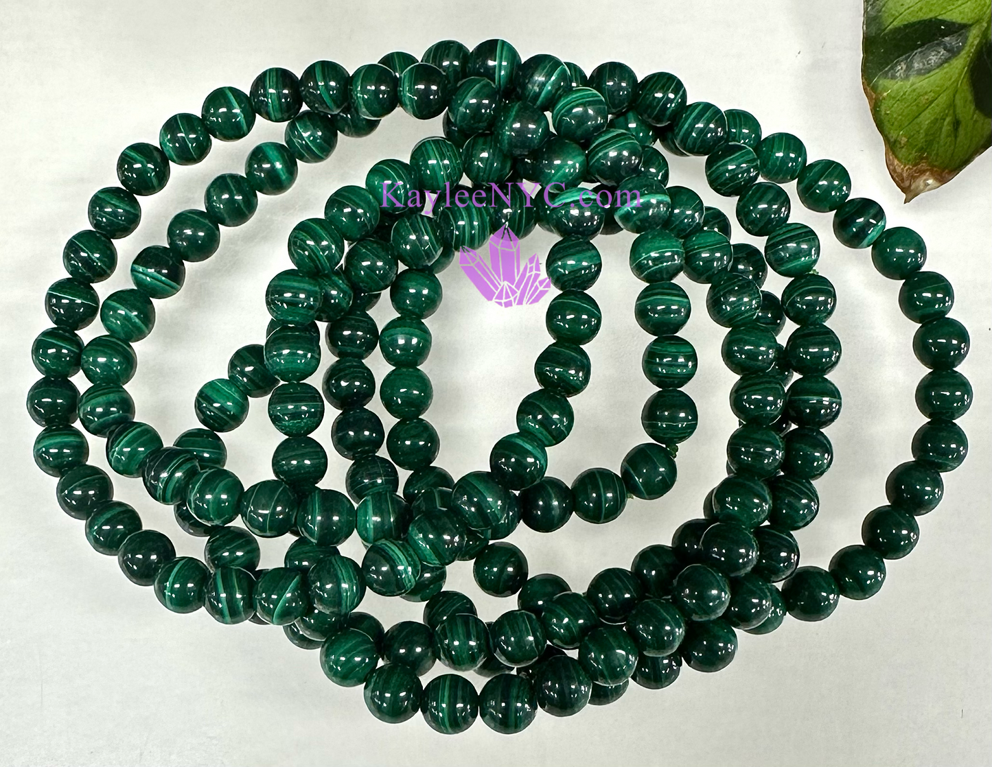 Wholesale 6 Pcs Natural Malachite 6mm 7.5” Crystal Healing Stretch Bracelet