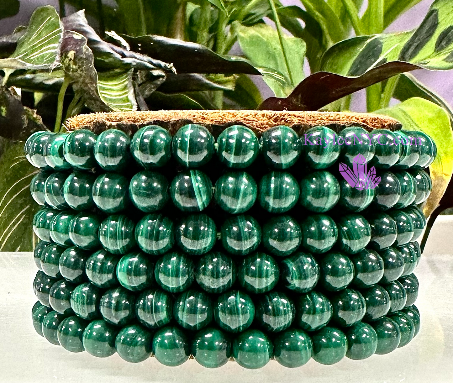 Wholesale 6 Pcs Natural Malachite 6mm 7.5” Crystal Healing Stretch Bracelet