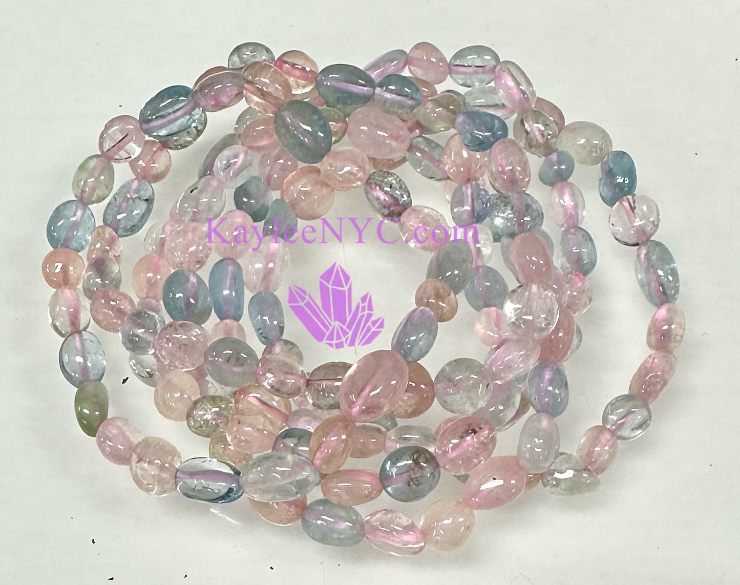 Wholesale 6 Pcs 7.5” Natural Morganite tumble Stretch Bracelet Crystal Healing