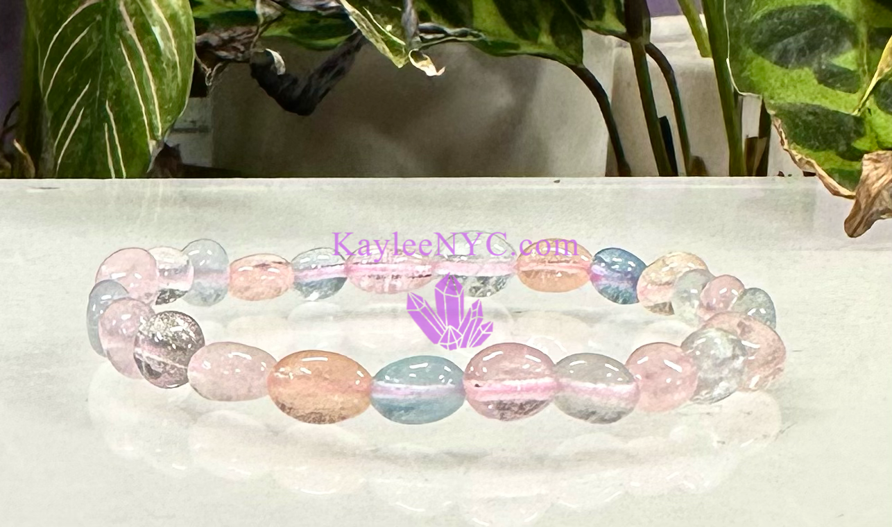 Wholesale 6 Pcs 7.5” Natural Morganite tumble Stretch Bracelet Crystal Healing