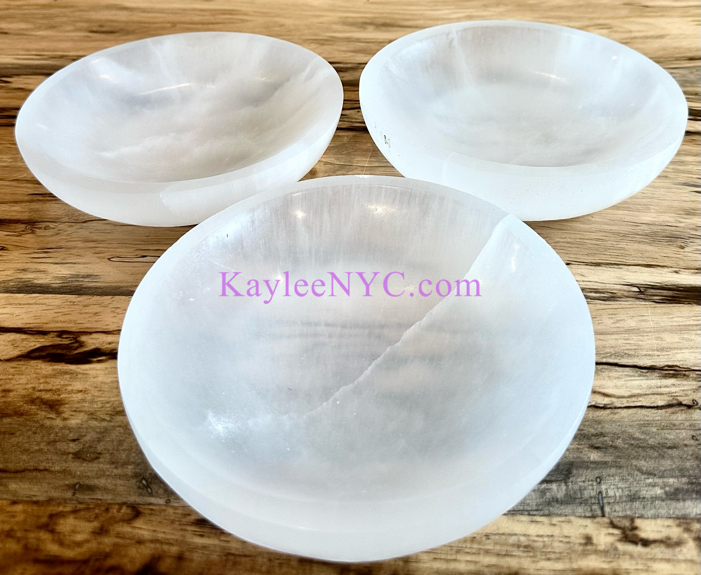 3 PCs large Natural Selenite aka Satin Spar Bowl