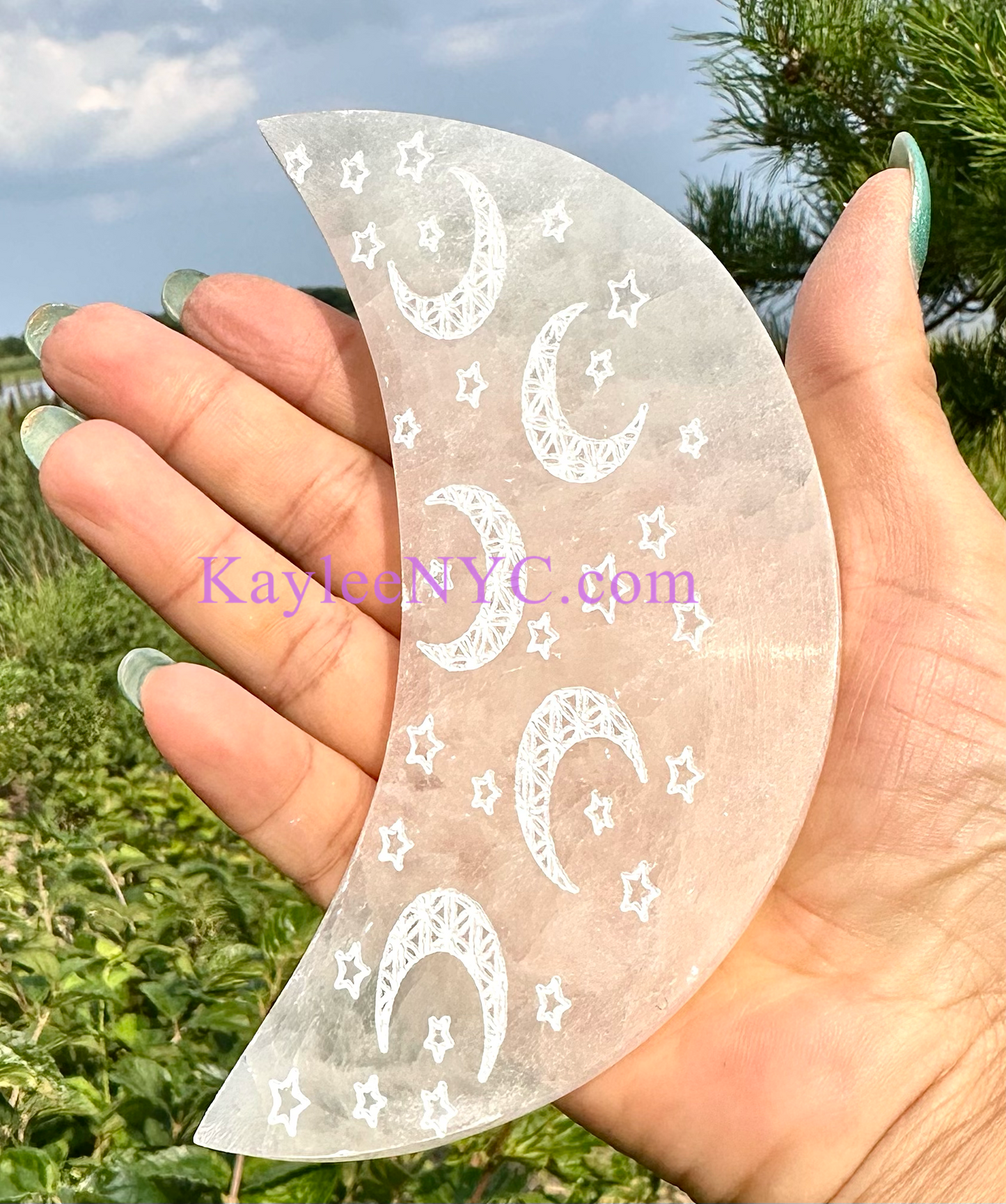 Wholesale Lot 6 pcs Natural Selenite aka Satin Spar Moon Round Charging Plate Crystal