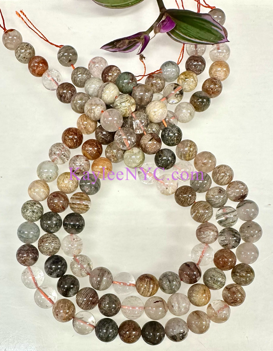 3 strands 10mm Natural Thousand Layer Phantom Quartz Beads