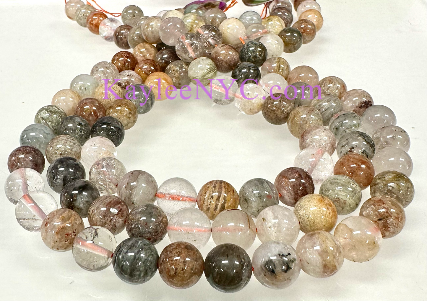 3 strands 10mm Natural Thousand Layer Phantom Quartz Beads