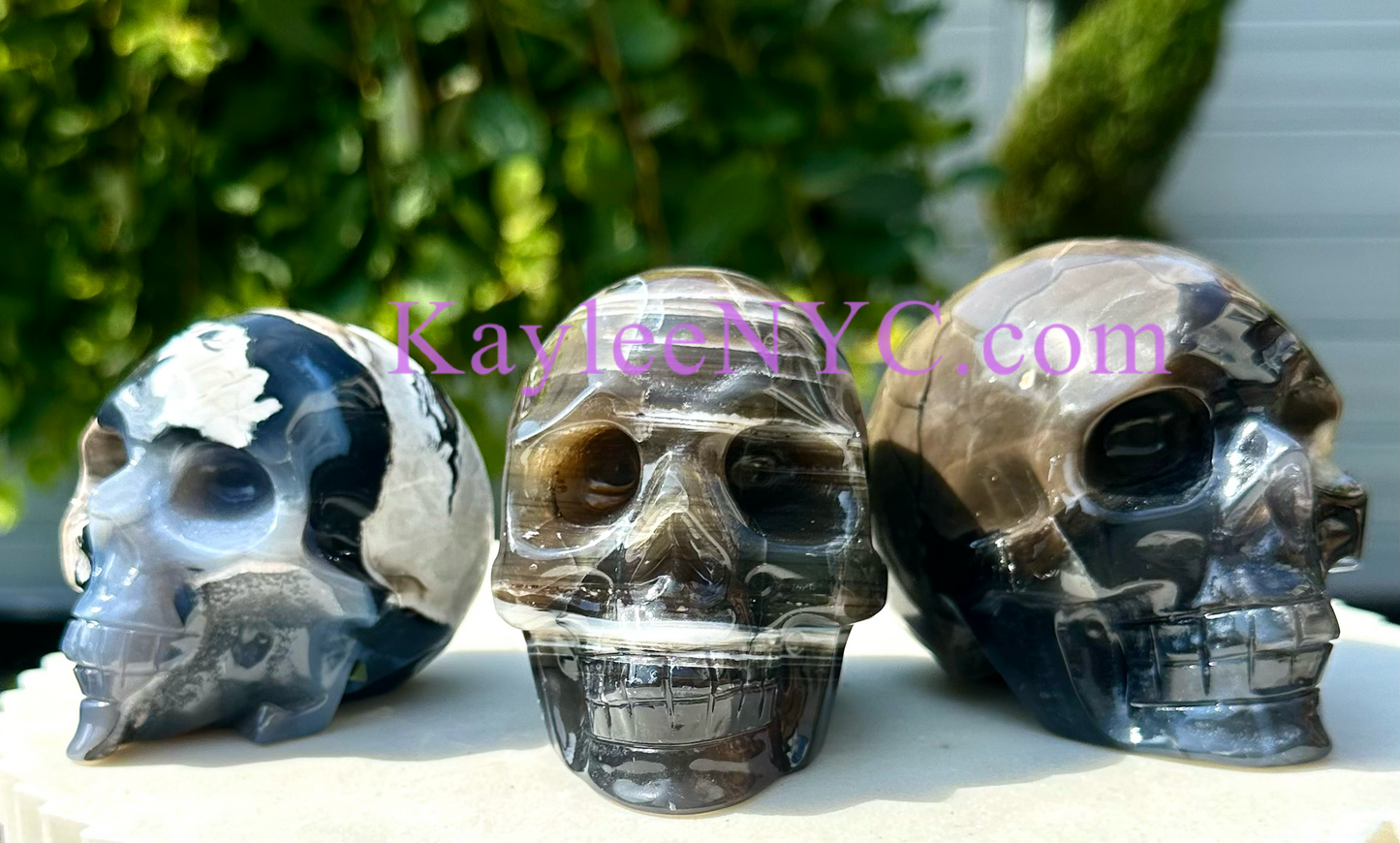 Wholesale lot 3 Pcs 3” Natural Volcano Agate Crystal Skulls Healing Energy