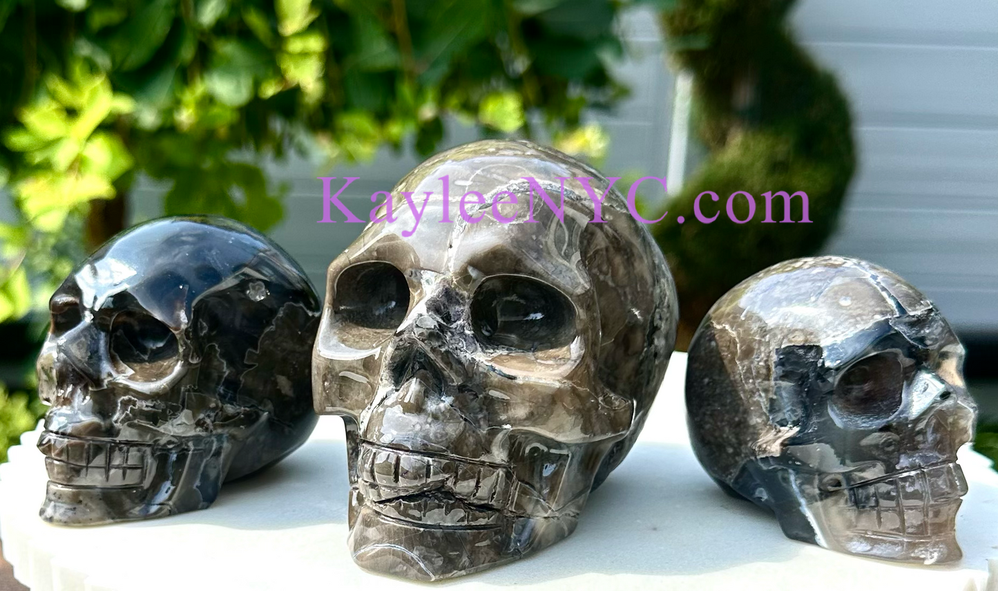 Wholesale lot 3 Pcs 3” Natural Volcano Agate Crystal Skulls Healing Energy