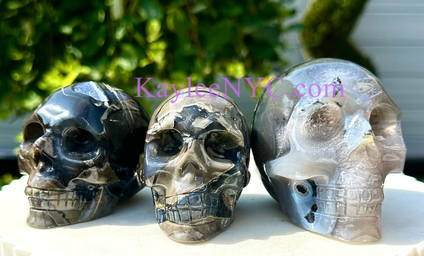 Wholesale lot 3 Pcs 3” Natural Volcano Agate Crystal Skulls Healing Energy