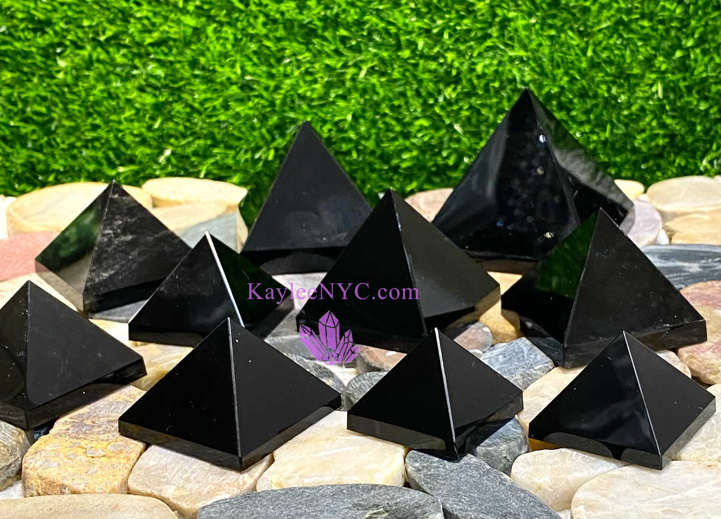 Wholesale Lot 2 lbs  Natural Black Obsidian Pyramid Crystal