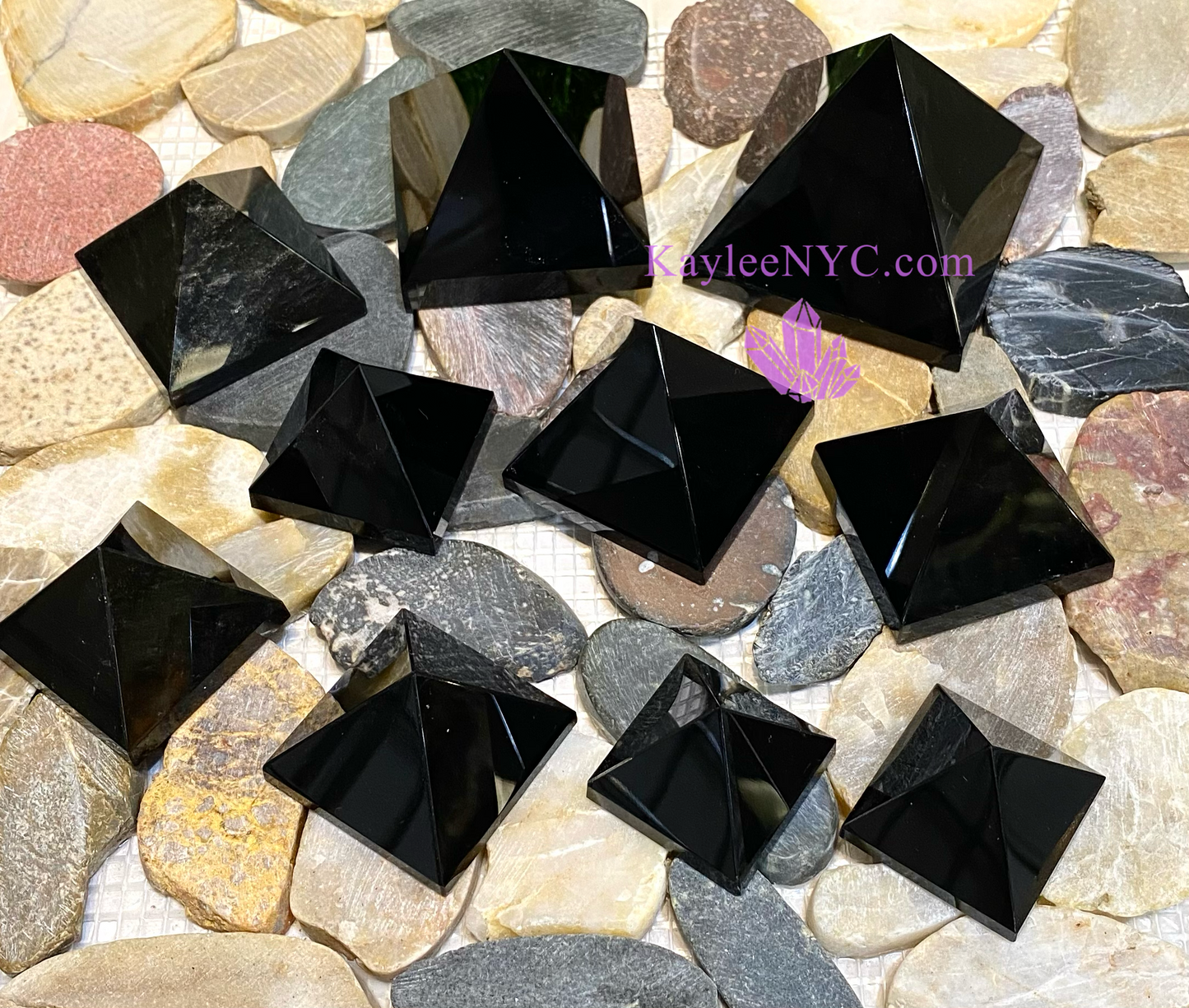 Wholesale Lot 2 lbs  Natural Black Obsidian Pyramid Crystal