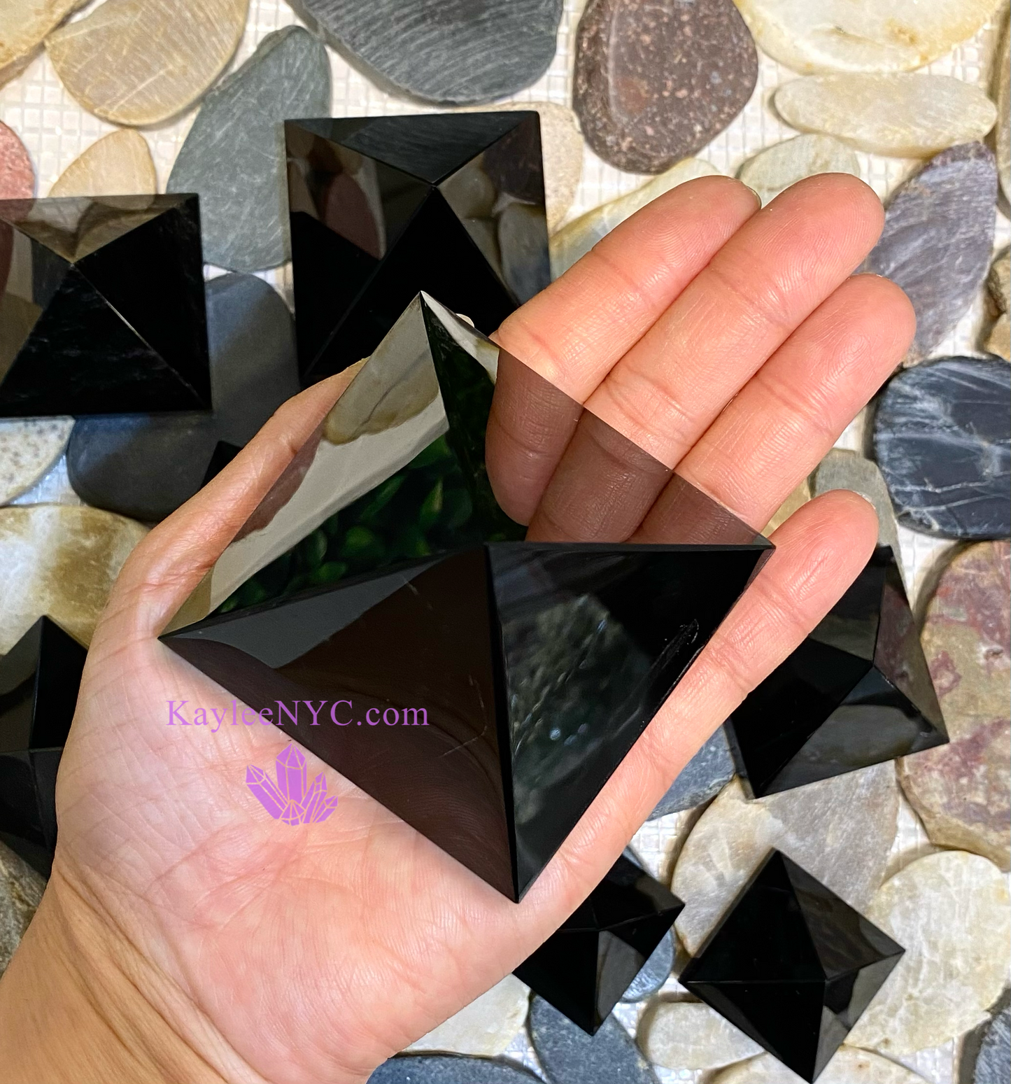 Wholesale Lot 2 lbs  Natural Black Obsidian Pyramid Crystal