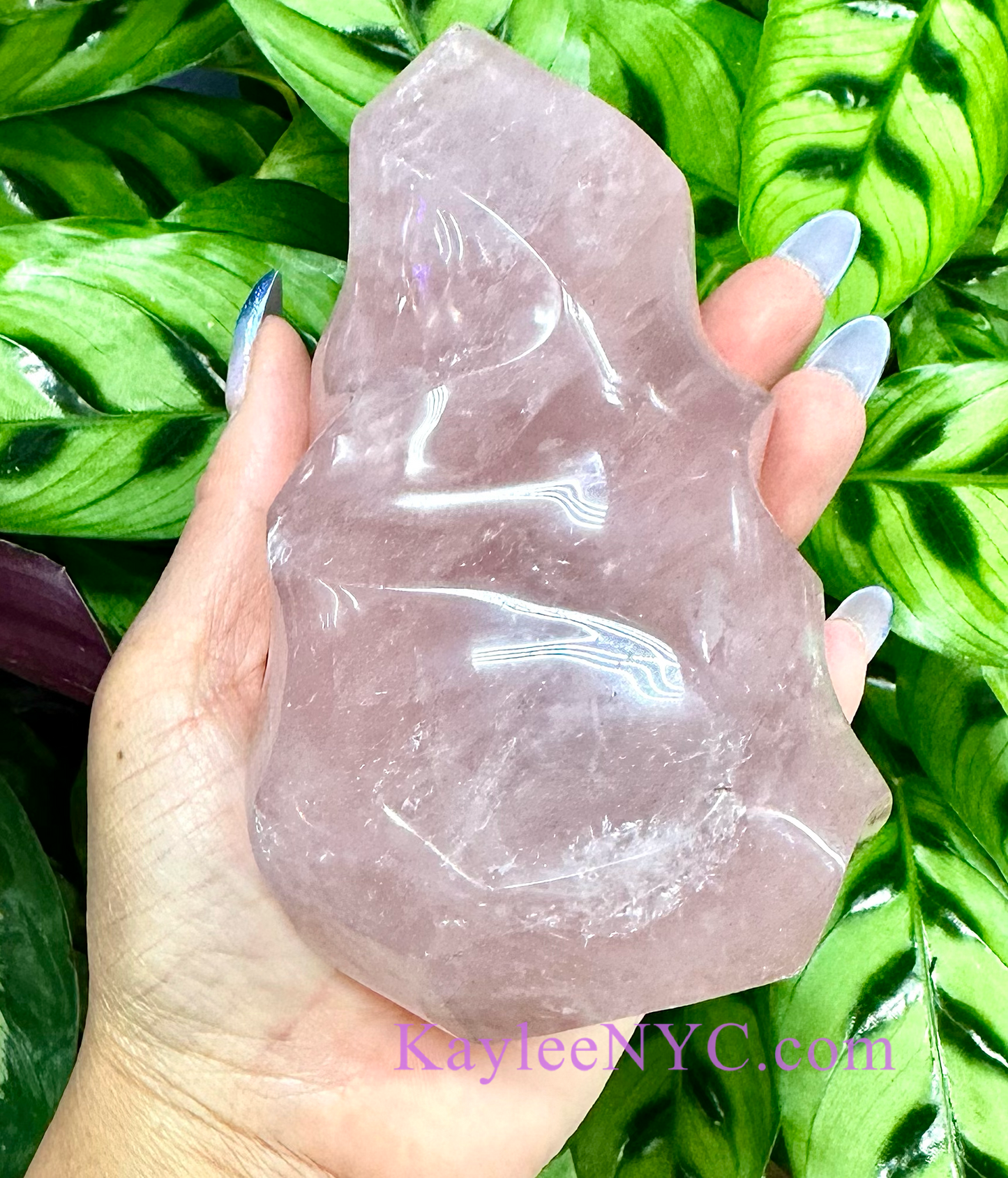 3 PCs Natural Rose Quartz Flame Crystals