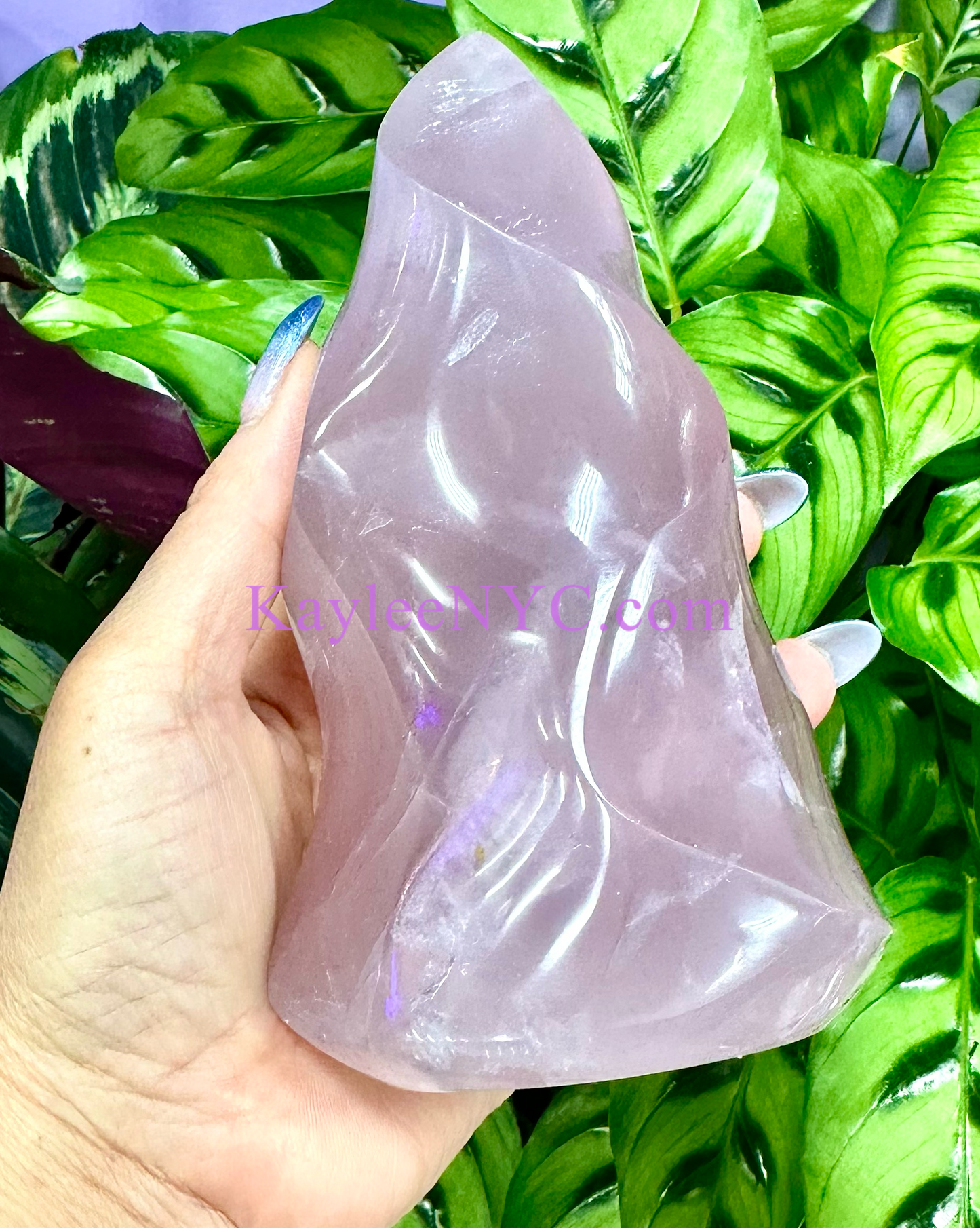 3 PCs Natural Rose Quartz Flame Crystals