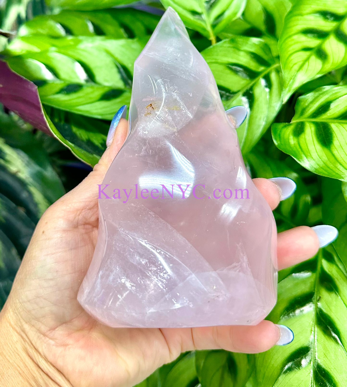 3 PCs Natural Rose Quartz Flame Crystals