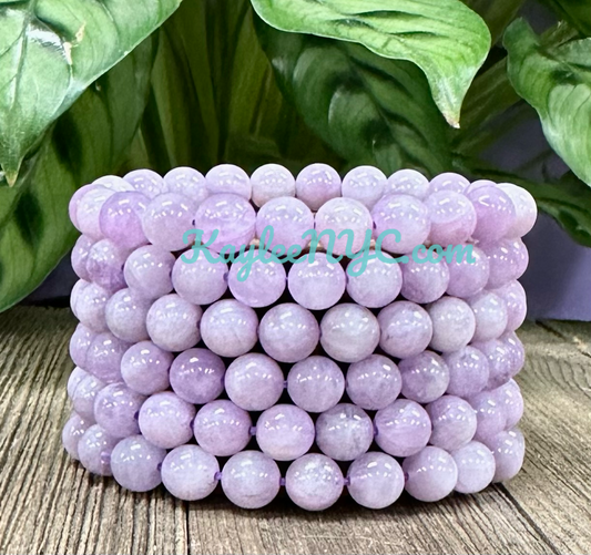 Wholesale 6 Pcs Natural Kunzite 8.4-9mm 7.5” Crystal Bracelet Healing Energy