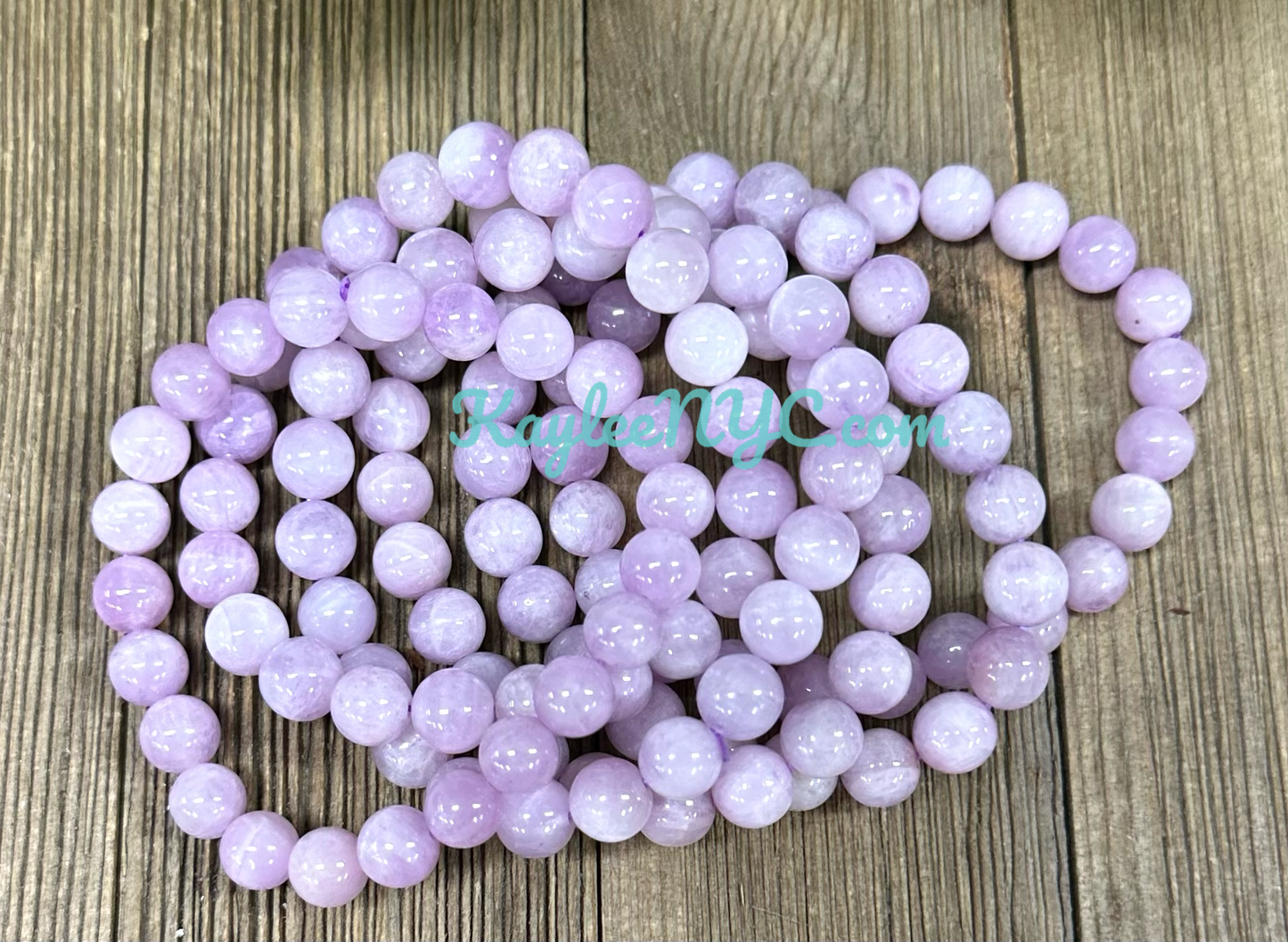 Wholesale 6 Pcs Natural Kunzite 8.4-9mm 7.5” Crystal Bracelet Healing Energy