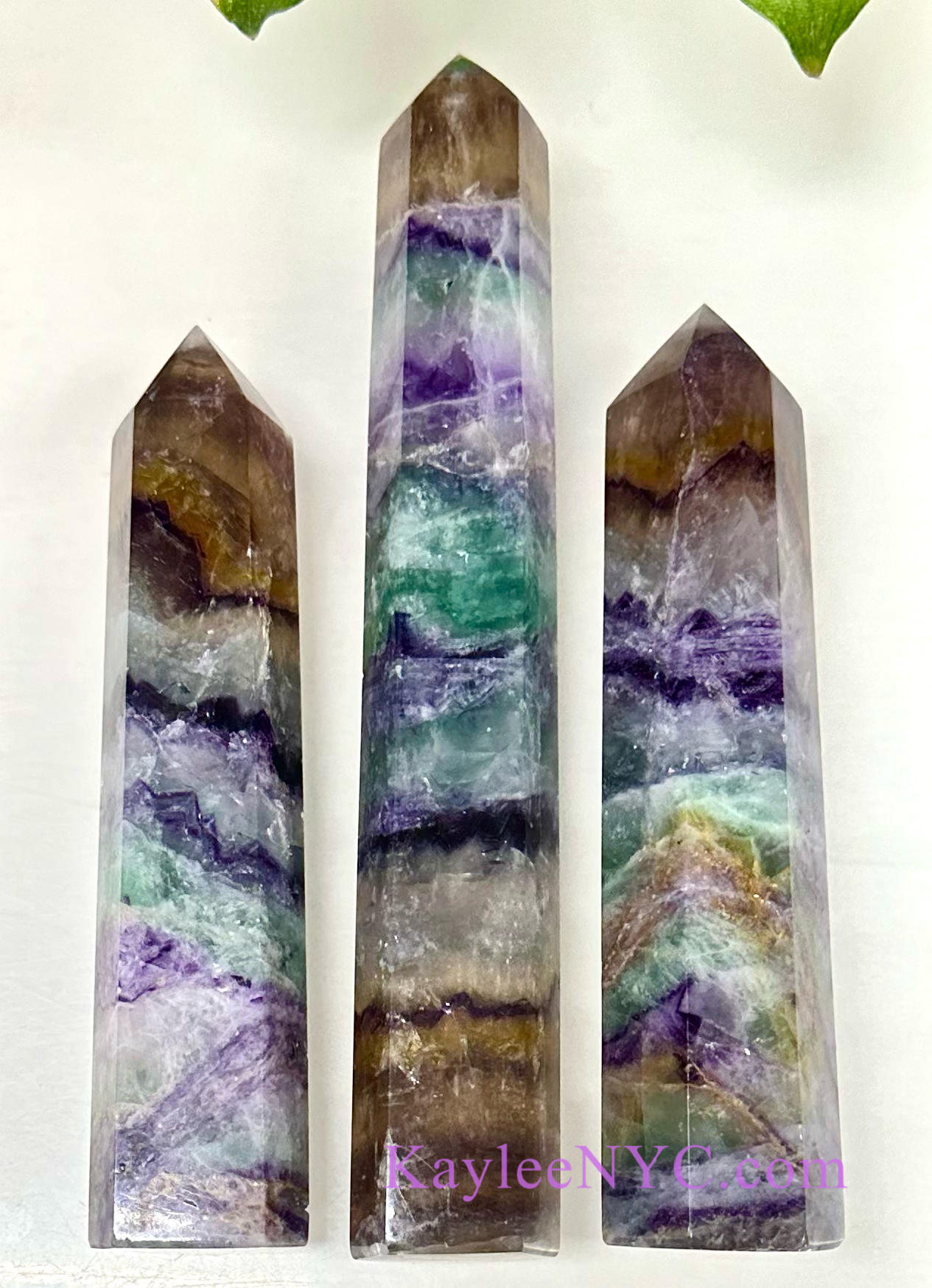 4 PCs large Natural Rainbow Fluorite Obelisk Tower