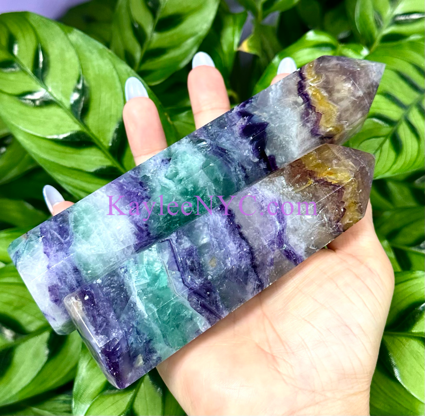 4 PCs large Natural Rainbow Fluorite Obelisk Tower