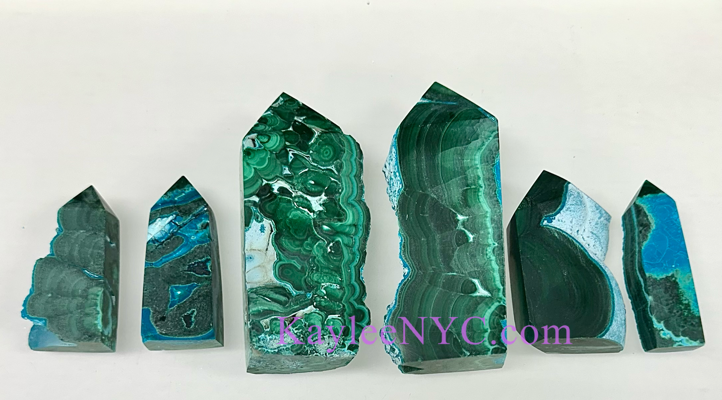 1 lb Natural Chrysocolla Malachite Obelisk Tower