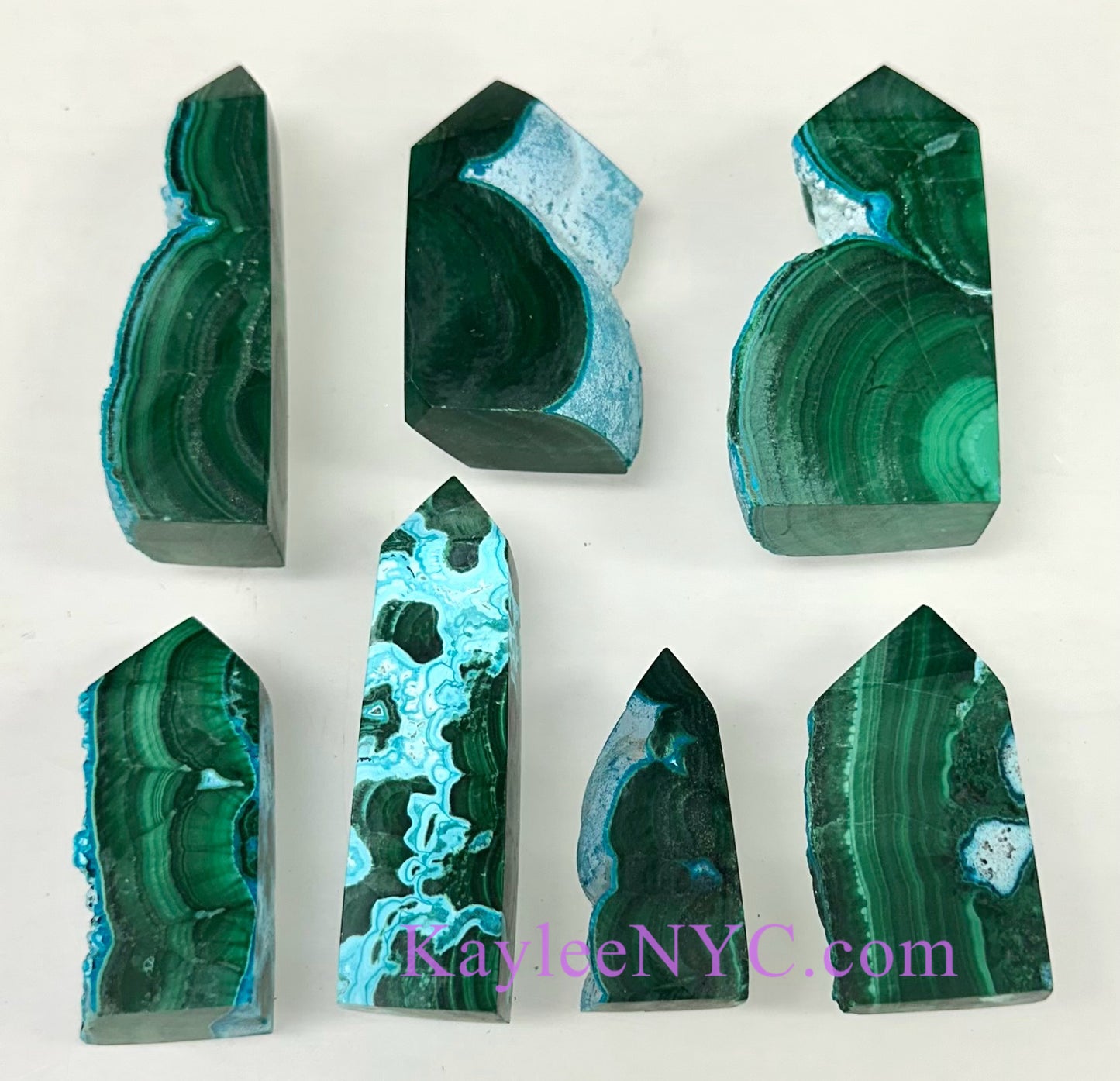 1 lb Natural Chrysocolla Malachite Obelisk Tower