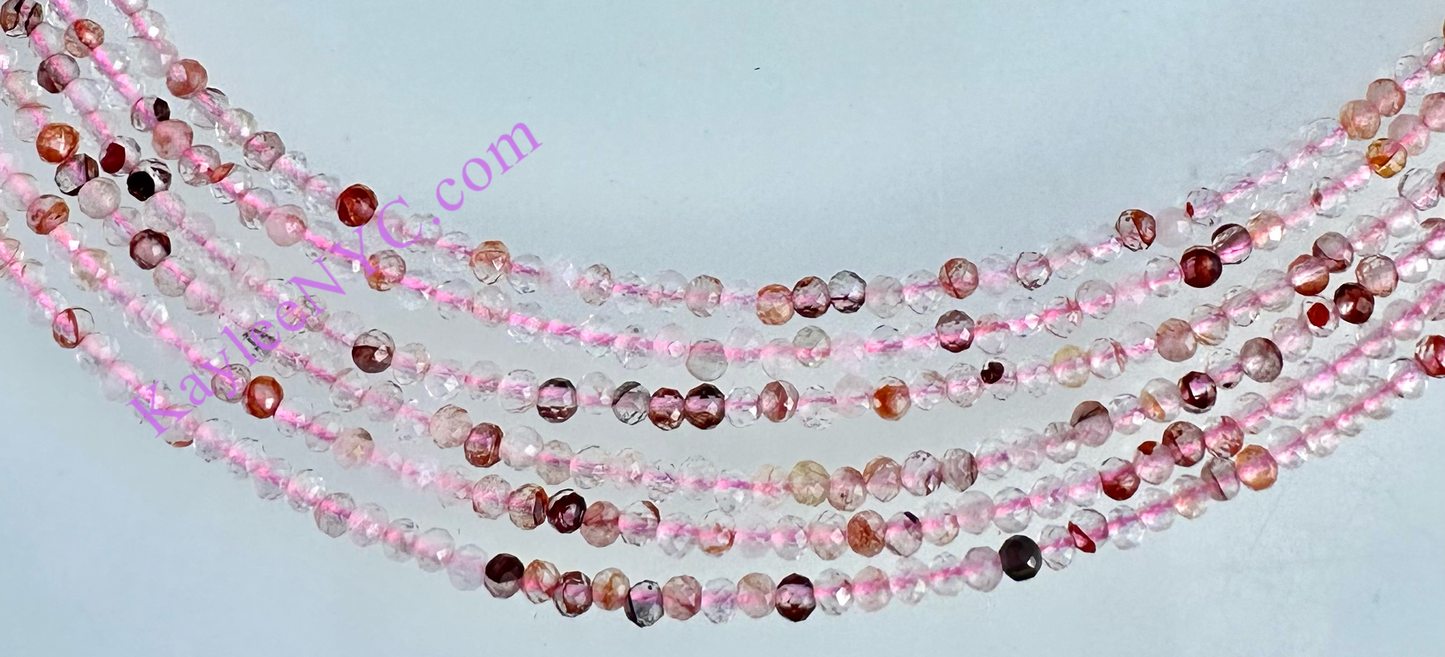 6 PCs 2mm Natural Hematoid Fire Quartz Necklaces