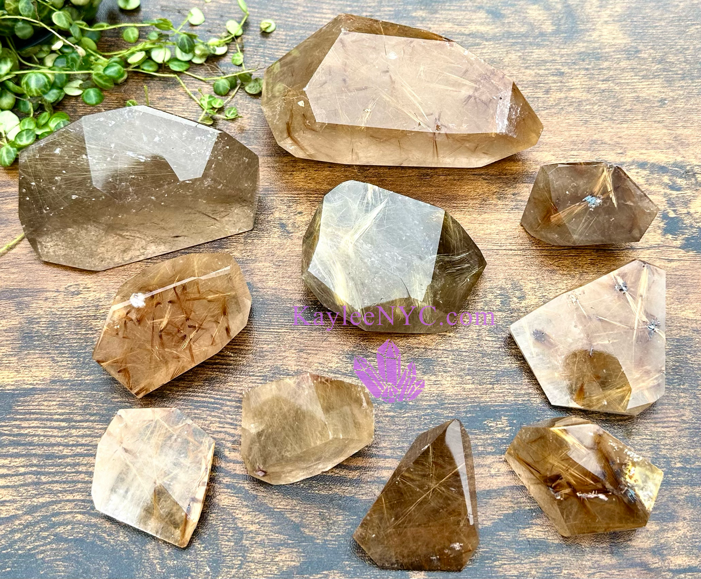 Wholesale Lot 2 lbs Natural Gold Rutilated Quartz Freeform Crystal Polished