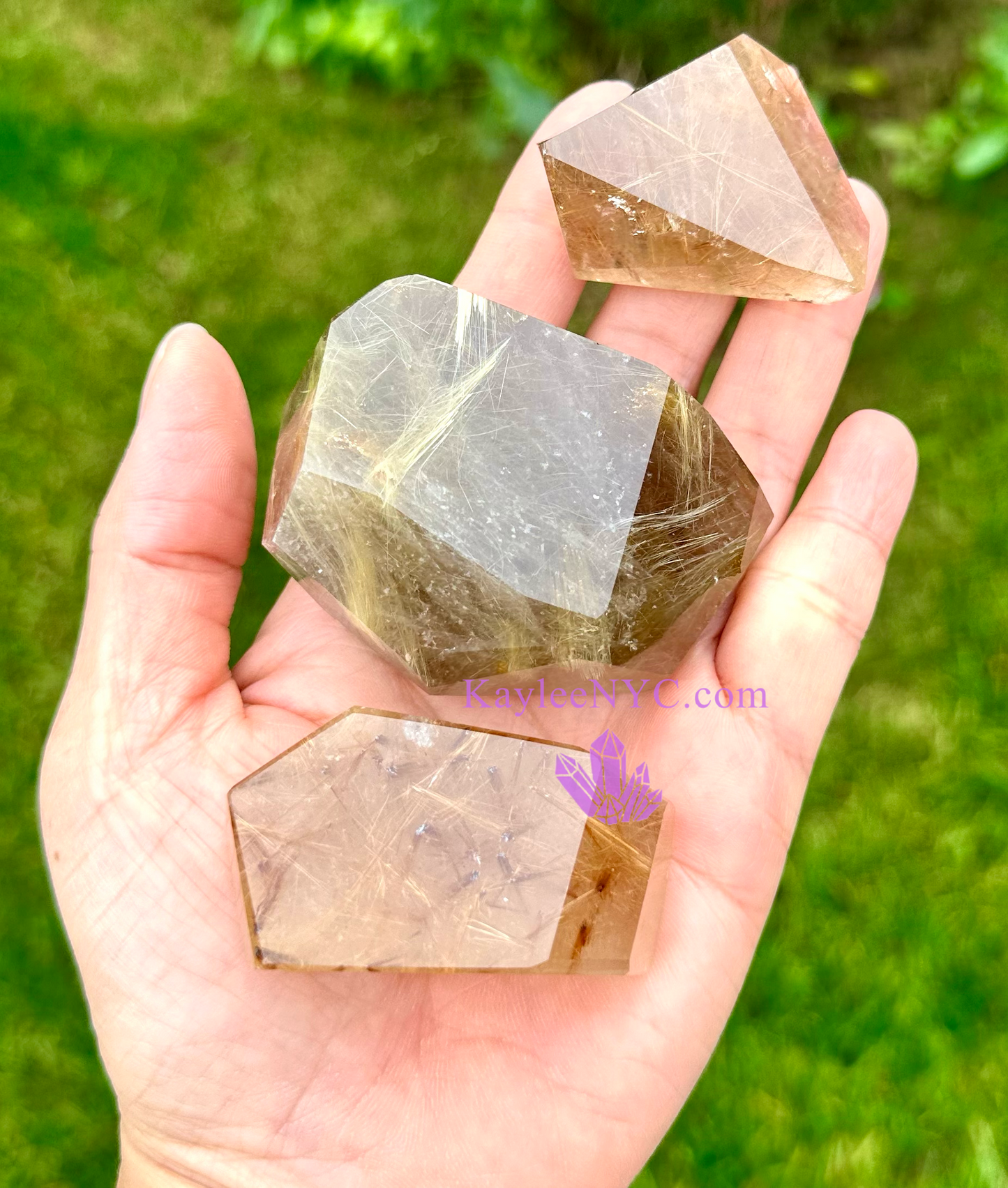 Wholesale Lot 2 lbs Natural Gold Rutilated Quartz Freeform Crystal Polished