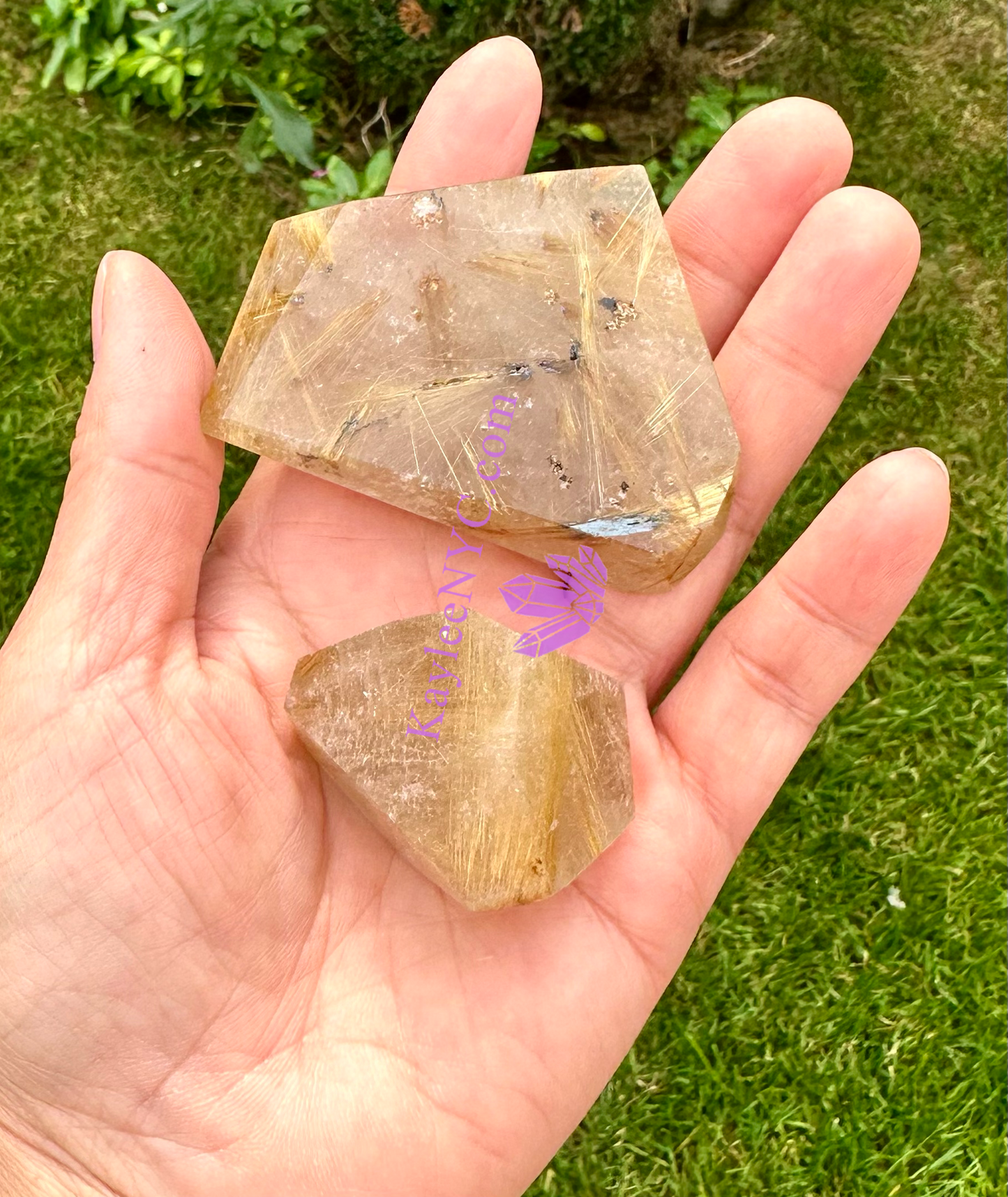 Wholesale Lot 2 lbs Natural Gold Rutilated Quartz Freeform Crystal Polished