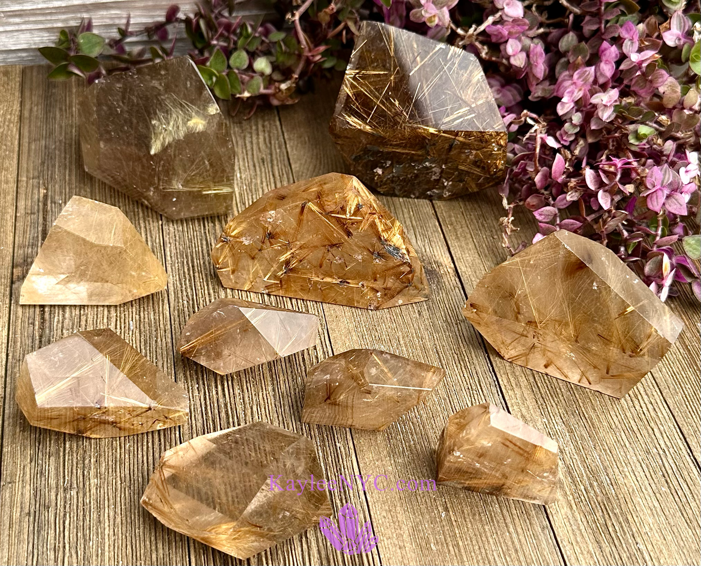 Wholesale Lot 2 lbs Natural Gold Rutilated Quartz Freeform Crystal Polished