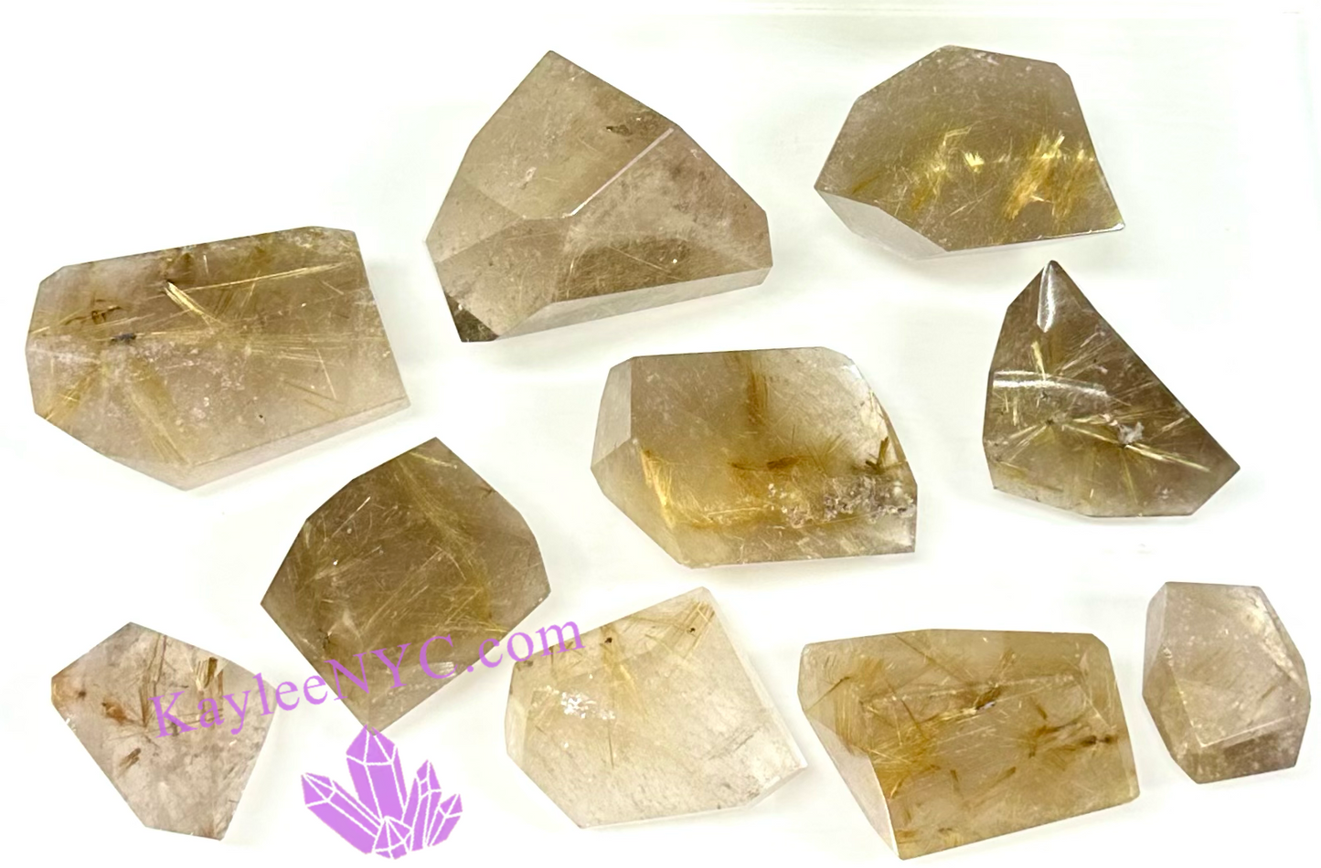 Wholesale Lot 2 lbs Natural Gold Rutilated Quartz Freeform Crystal Polished