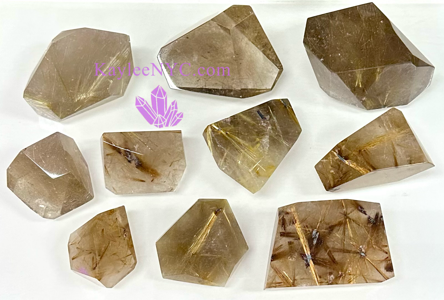 Wholesale Lot 2 lbs Natural Gold Rutilated Quartz Freeform Crystal Polished