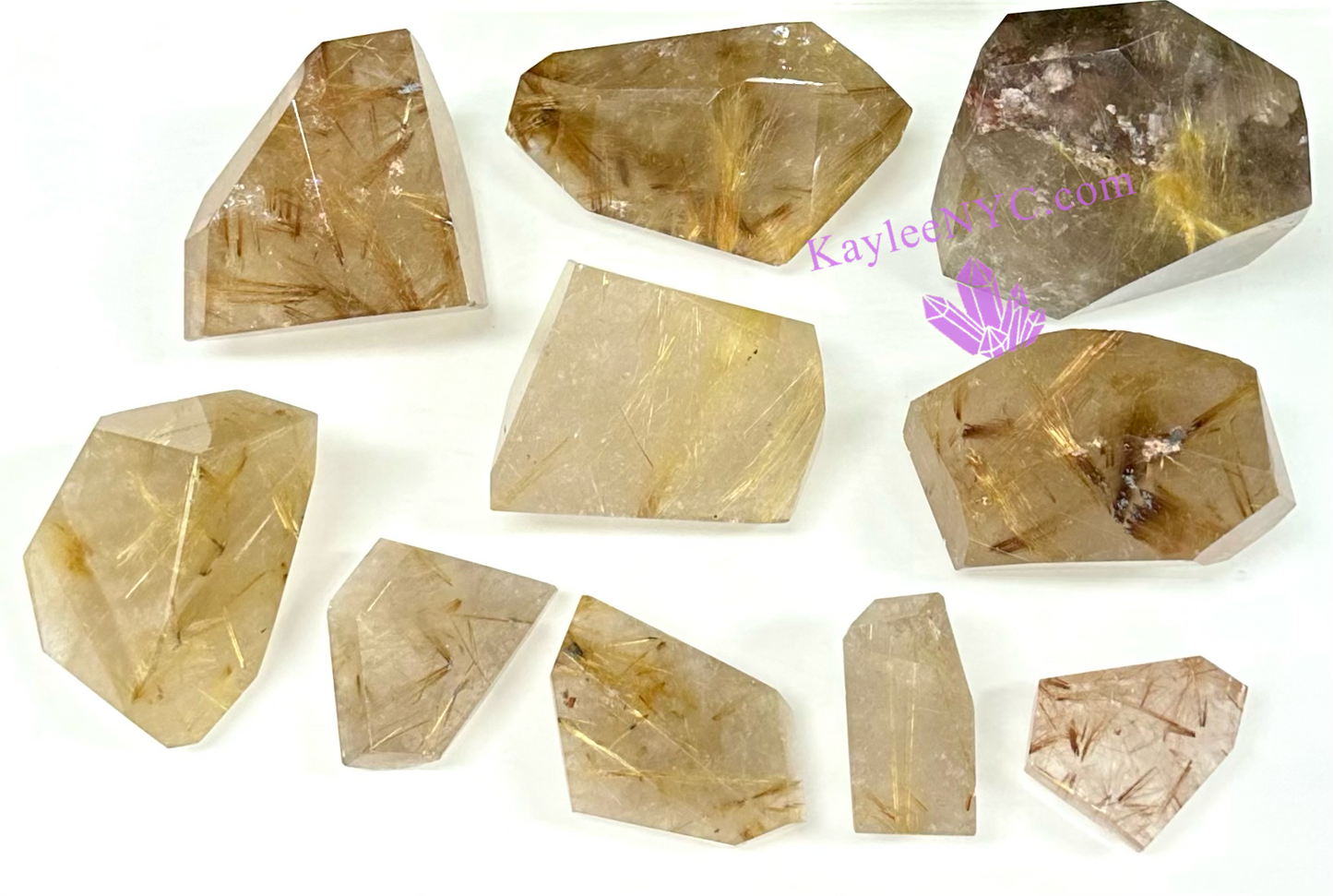 Wholesale Lot 2 lbs Natural Gold Rutilated Quartz Freeform Crystal Polished