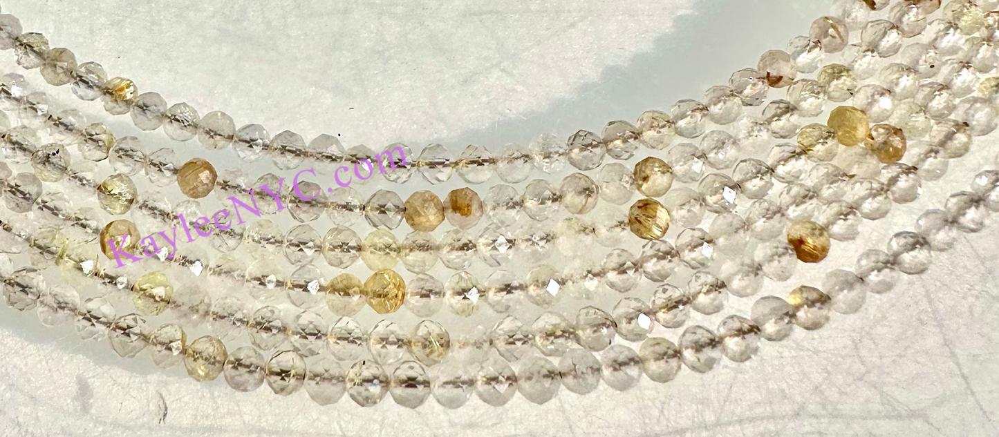 6 PCs 2mm Natural Gold Rutilated Quartz Necklaces