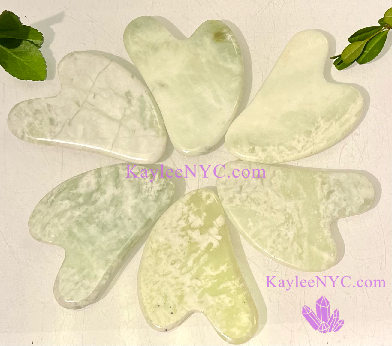 6 PCs Natural Jade Gua Sha Facial Massage Heart