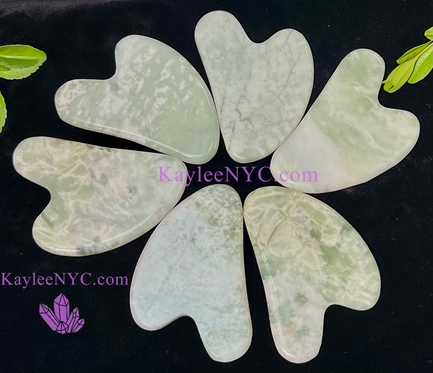 6 PCs Natural Jade Gua Sha Facial Massage Heart