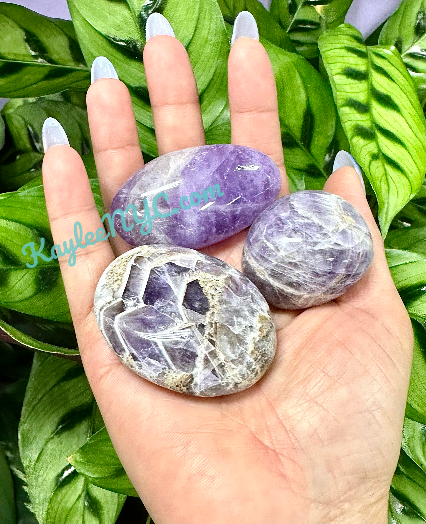 Wholesale 2 Lb Lot Natural Chevron Amethyst Palm Stones Crystal Natural Energy